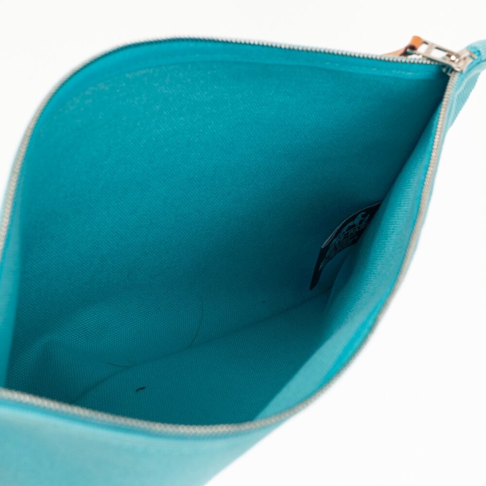 Hermes Flat Yachting GM Blue Logo Toile Pouch - Picture 9 of 11